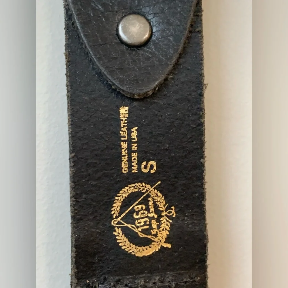 GAP Black Genuine Braided Leather Solid Brass Silver Finish Buckle Belt